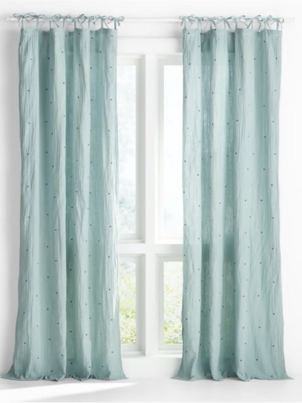 NWOT Crate&Kids Aldrin Organic Cotton Star Sheer Curtain Panel - Blue (Set of 2)